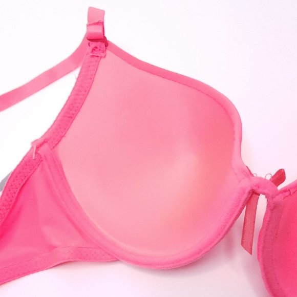 new 36C Bra Neon Pink Orange Lightly Padded Lace Underwire Push Up Bra 36C - Picture 9 of 11